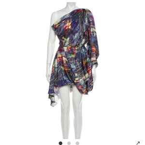 Acne Silk Vibrant Asymmetrical Dress